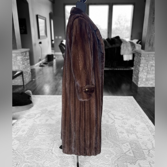 2XL + Mahogany Mink Fur Coat Real Fur Genuine Fur Unisex XXL Sable - Picture 3 of 15